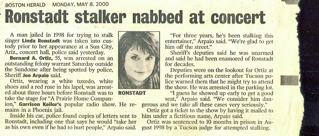 Linda Ronstadt stalker story