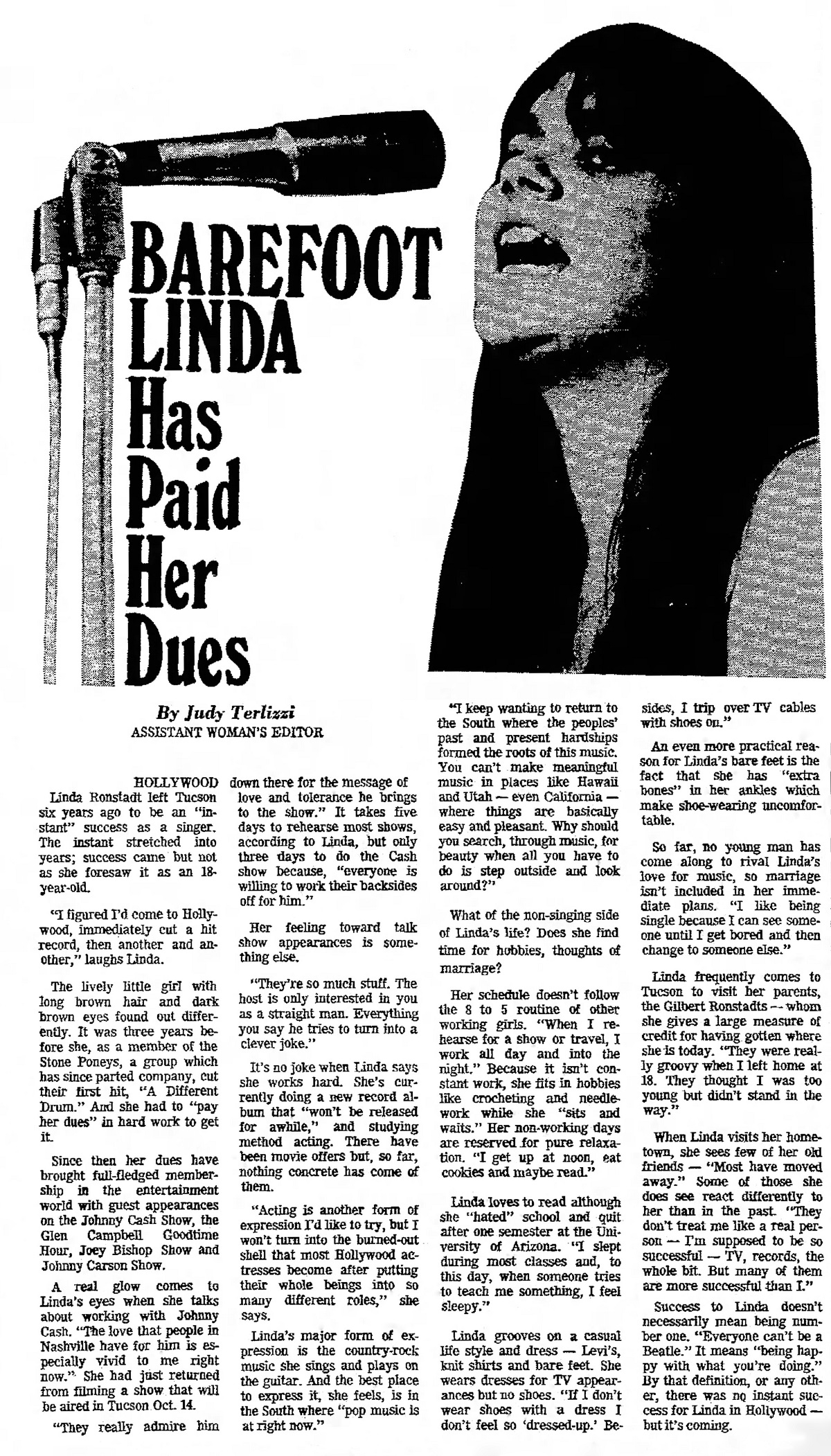 Barefoot Linda Ronstadt Has Paid Her Dues