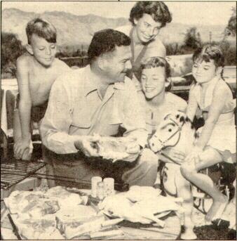 The Ronstadts gather for a barbecue in 1950 at their Arizona home: (from right) Linda, Suzi, Ruthmary, Gilbert, Peter.
